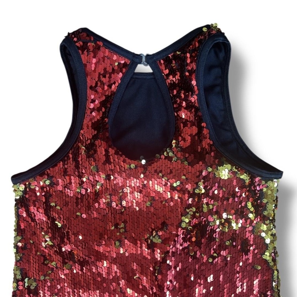 Weissman Sequin Dance Costume Tank Top Womens‎ Small Red Gold Racerback 12317 - Picture 4 of 7